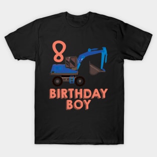 Kids th eighth  eight year happy birthday construction T-Shirt